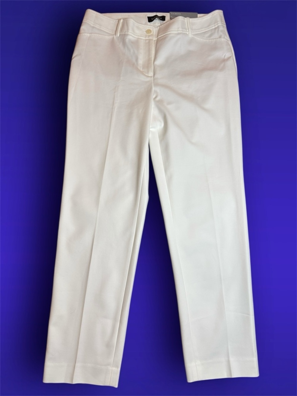 NWT Talbots White Straight-Leg Hampshire Ankle Dress Pants sz 10
